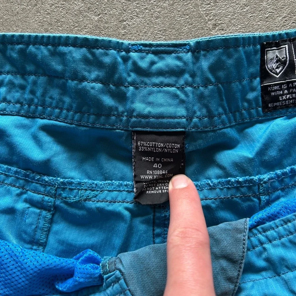 KUHL‎ Ambush Cargo Shorts Mens 40 Teal Blue ÜberKÜHL Hiking Outdoor 9-Pocket